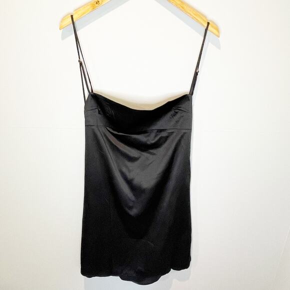 Princess Polly NWT Black Satin Kendra Mini Dress - size 12 - Picture 4 of 11